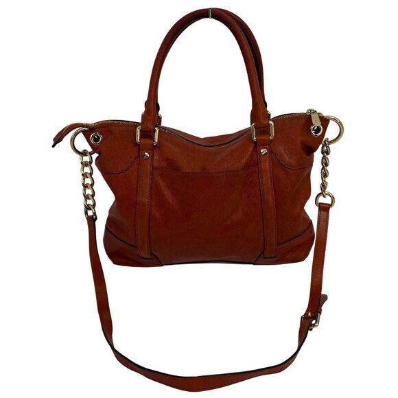 Michael Kors Luxury Burnt Orange Genuine Leather Large Slim Satchel Shoulder Bag - Picture 8 of 16